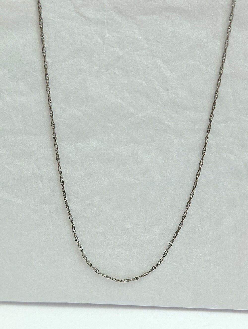 Vintage Atlas 12K White Gold Filled Fine Twist Chain Necklace 22" 1/20 12K GF - Picture 2 of 9